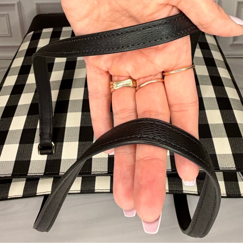 Kate Spade New York Black & White Gingham Zip Tote Bag | Like New Condition - Picture 6 of 11
